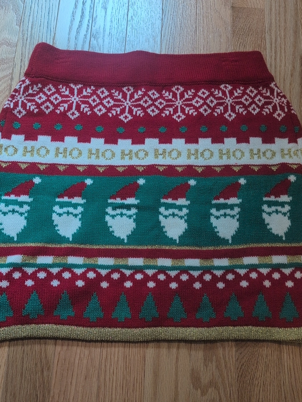 Festive Red & Green Santa Knit Skirt